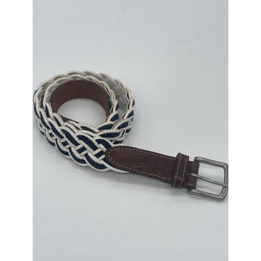 Vineyard Vines Men's Black White  braided rope belt Golf Casual Preppy Office XL